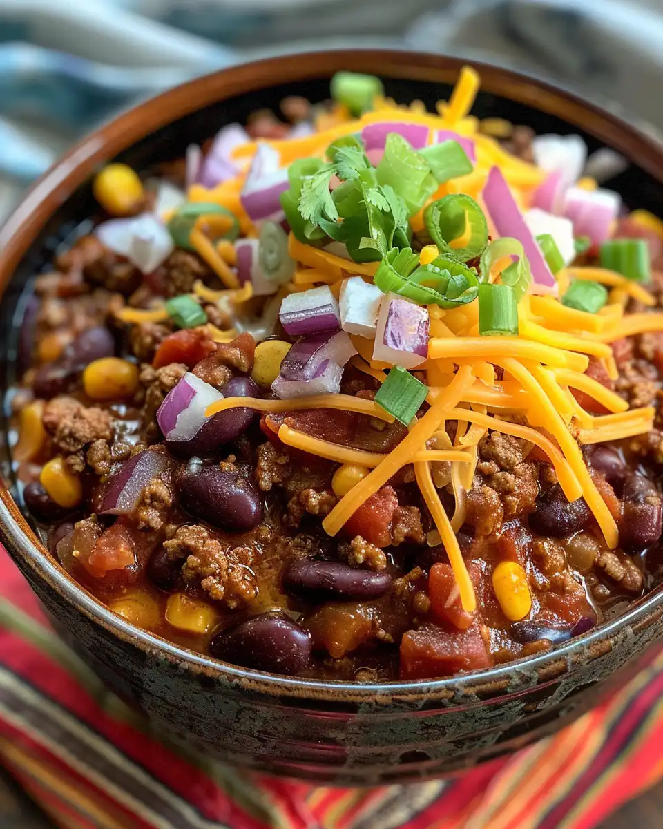 Easy skillet chili cooking in pressure cooker with steam vent