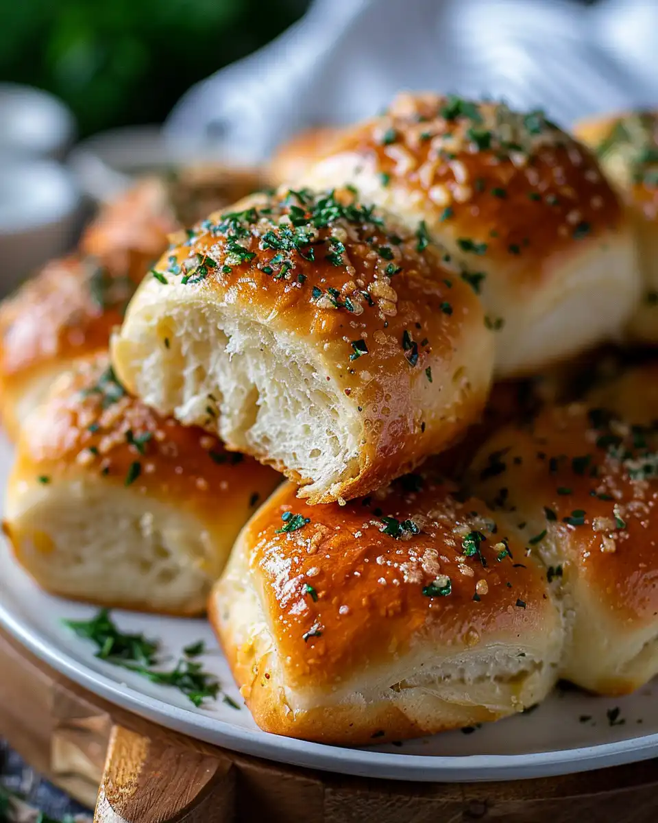 Close-up of fresh ingredients for garlic butter bread rolls including minced garlic and chopped parsley