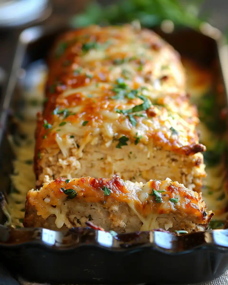 Close up of garlic Parmesan chicken meatloaf ingredients and texture