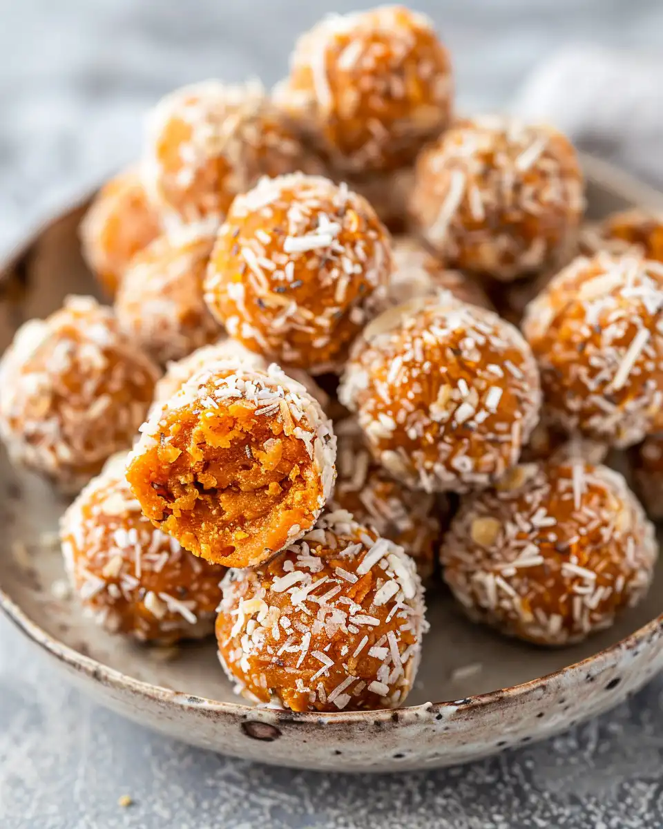 Close-up ingredients for sweet potato bliss bites including oats, nut butter, and ginger