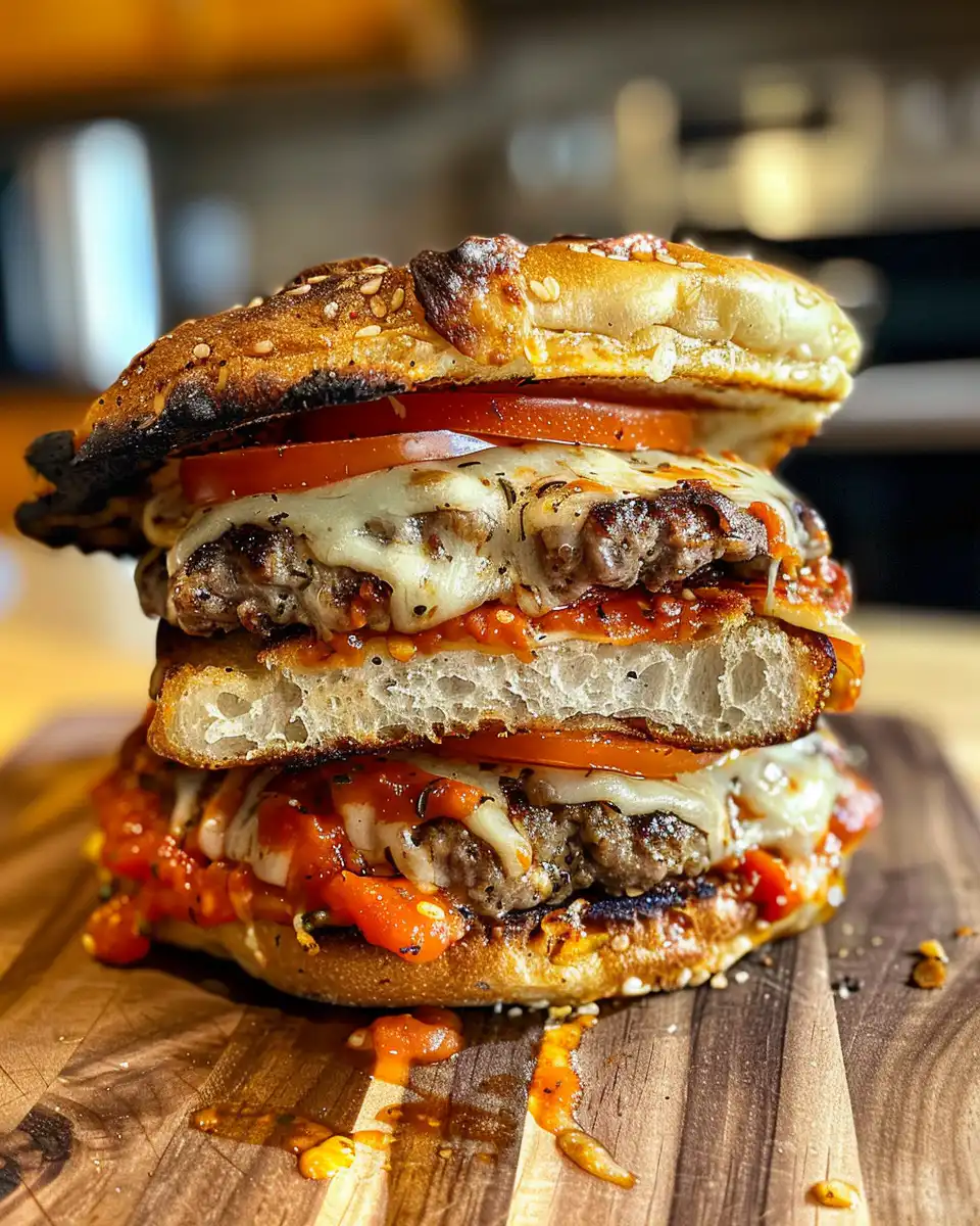 Homemade pizza burgers cooking with rich aroma from pressure cooker