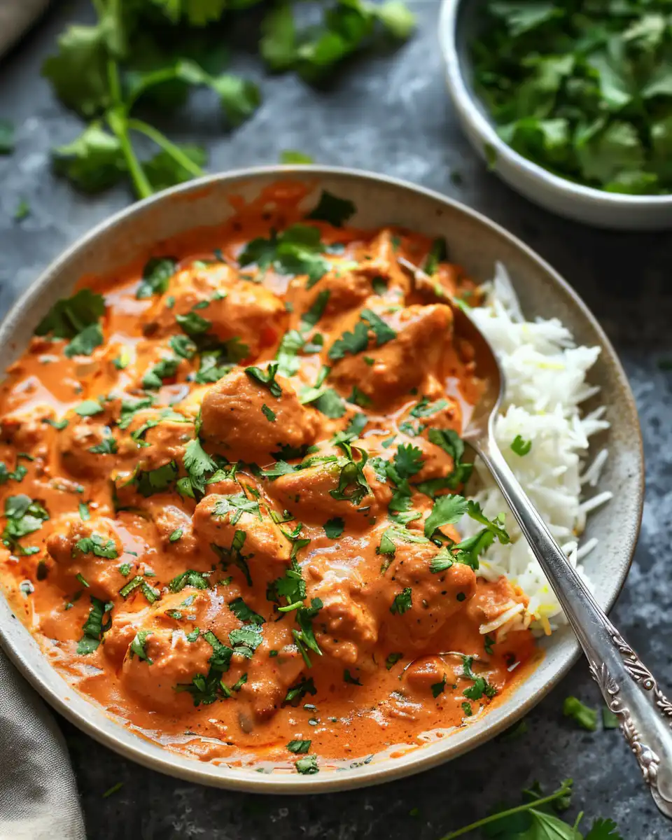 Close-up details of ingredients for butter chicken with spices and butternut squash