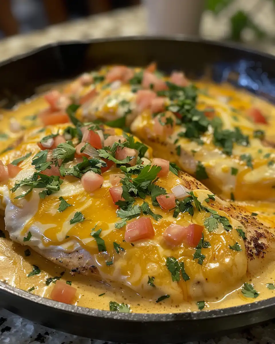 Juicy Mexican chicken with cheese sauce simmering in pressure cooker