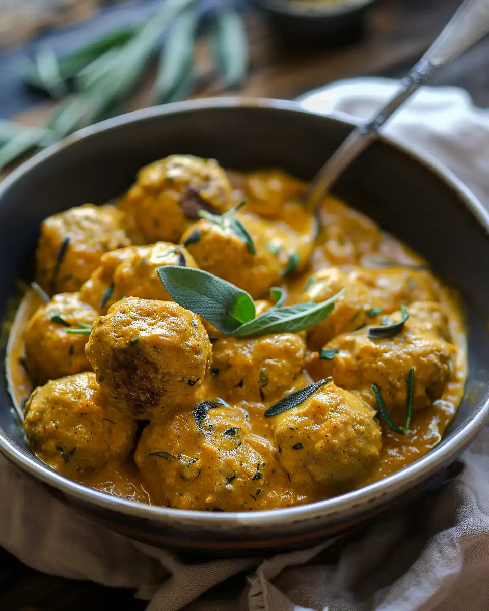 Close-up details of savory ingredients for sage cream sauce