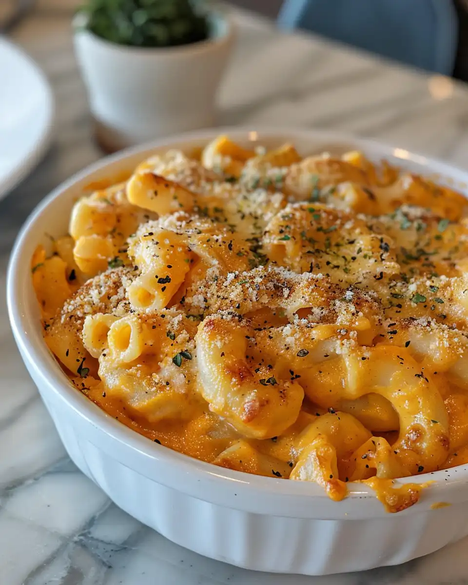 Pressure cooker preparing creamy pumpkin mac and cheese, steam rising