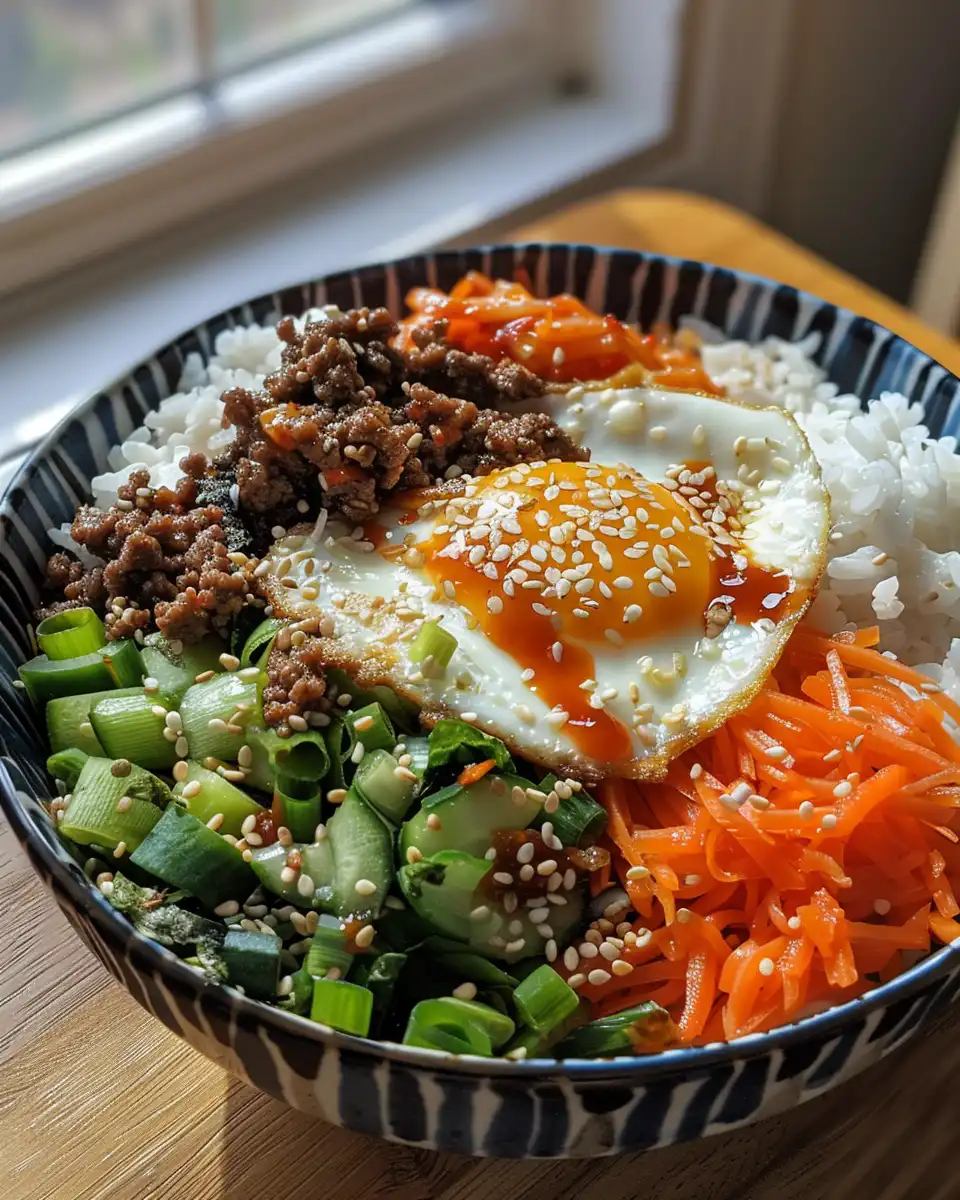Steam rising from a delicious quick Korean ground beef bowl over rice