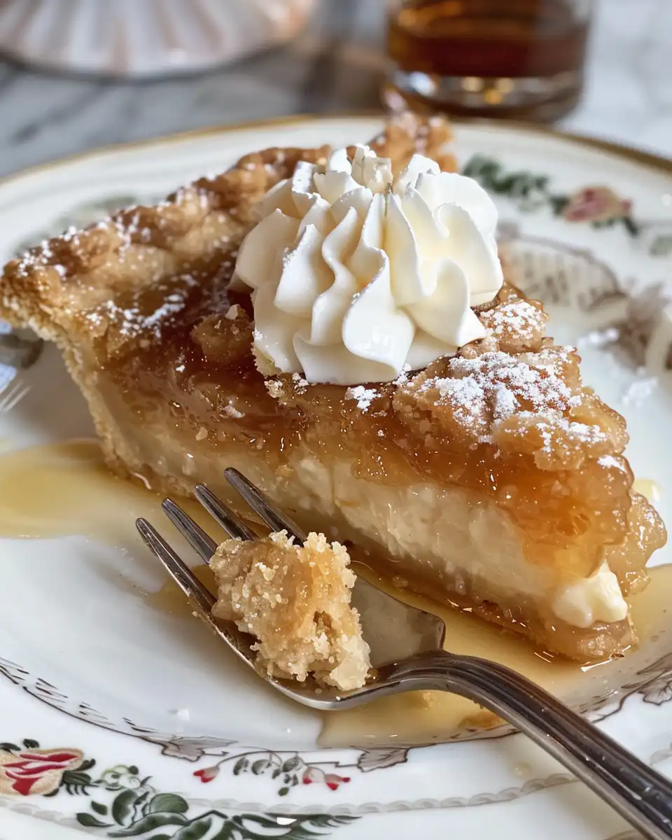 Salted honey pie fresh from pressure cooker with golden crust and honey drizzle