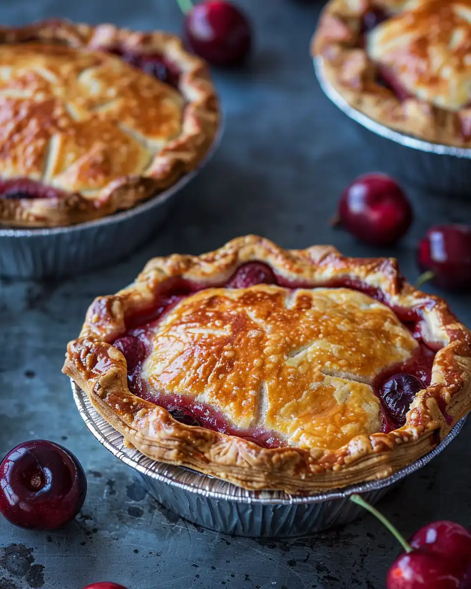 Final golden cherry hand pies served fresh