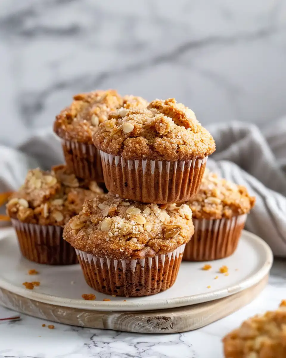 Plump golden Apple Cider Sourdough Muffins fresh and ready to eat