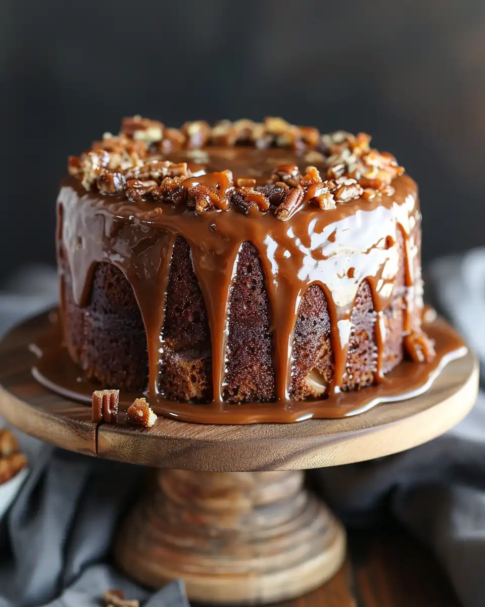Sticky toffee pudding cake served with cream and berries