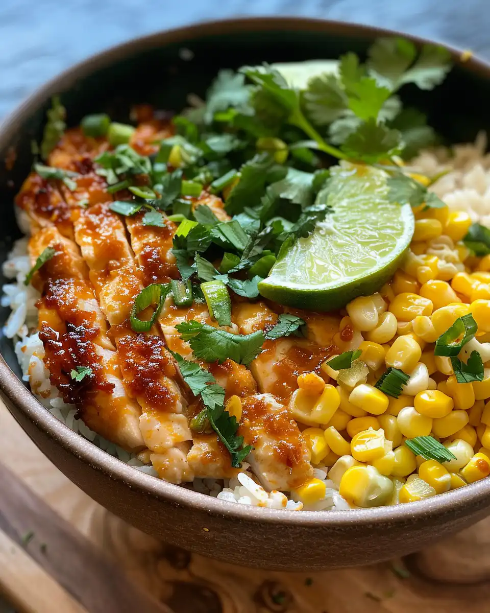 Pressure cooker releasing steam over street corn chicken bowl