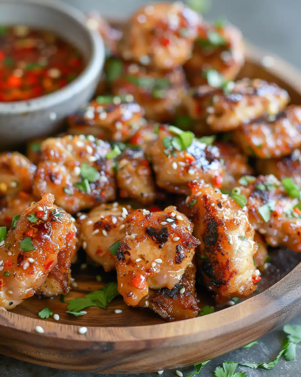 Close-up on ingredients and coating preparation for Thai chicken bites