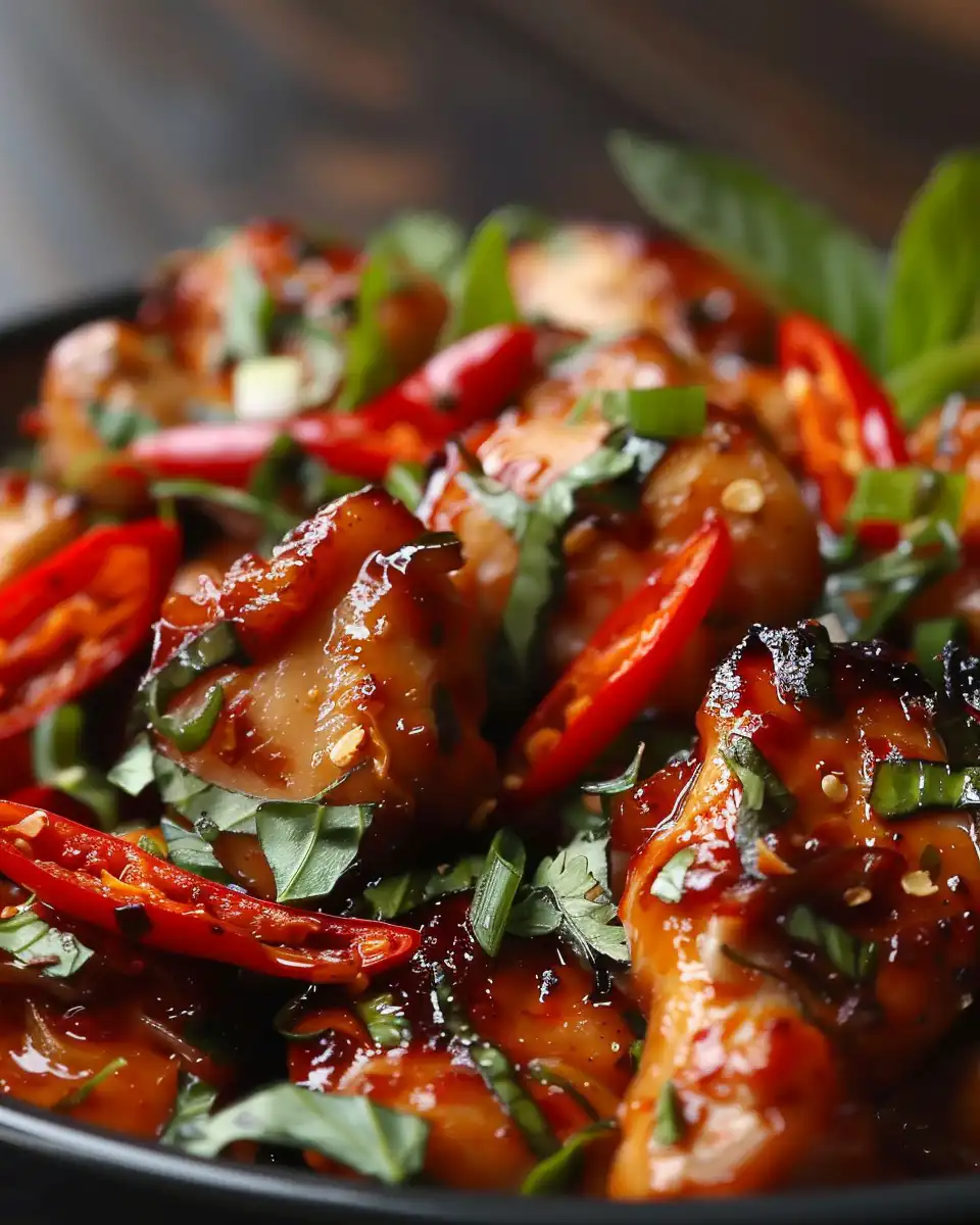 Close-up of marinade ingredients for Thai sweet chili chicken