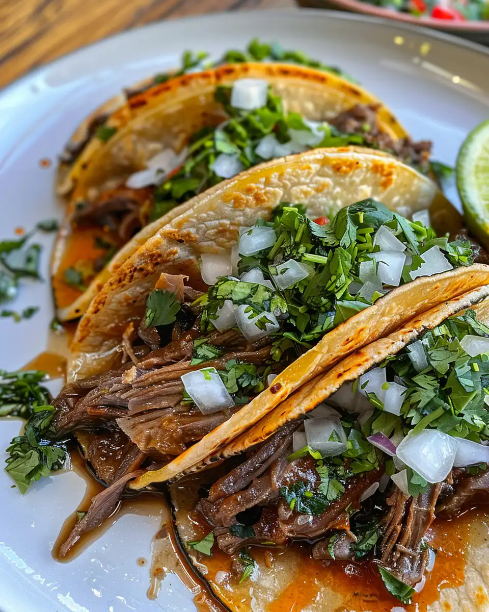 Authentic birria tacos served hot, fresh and ready to eat