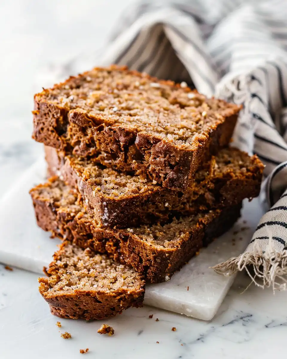 Sliced vegan zucchini bread served on a plate ready to eat