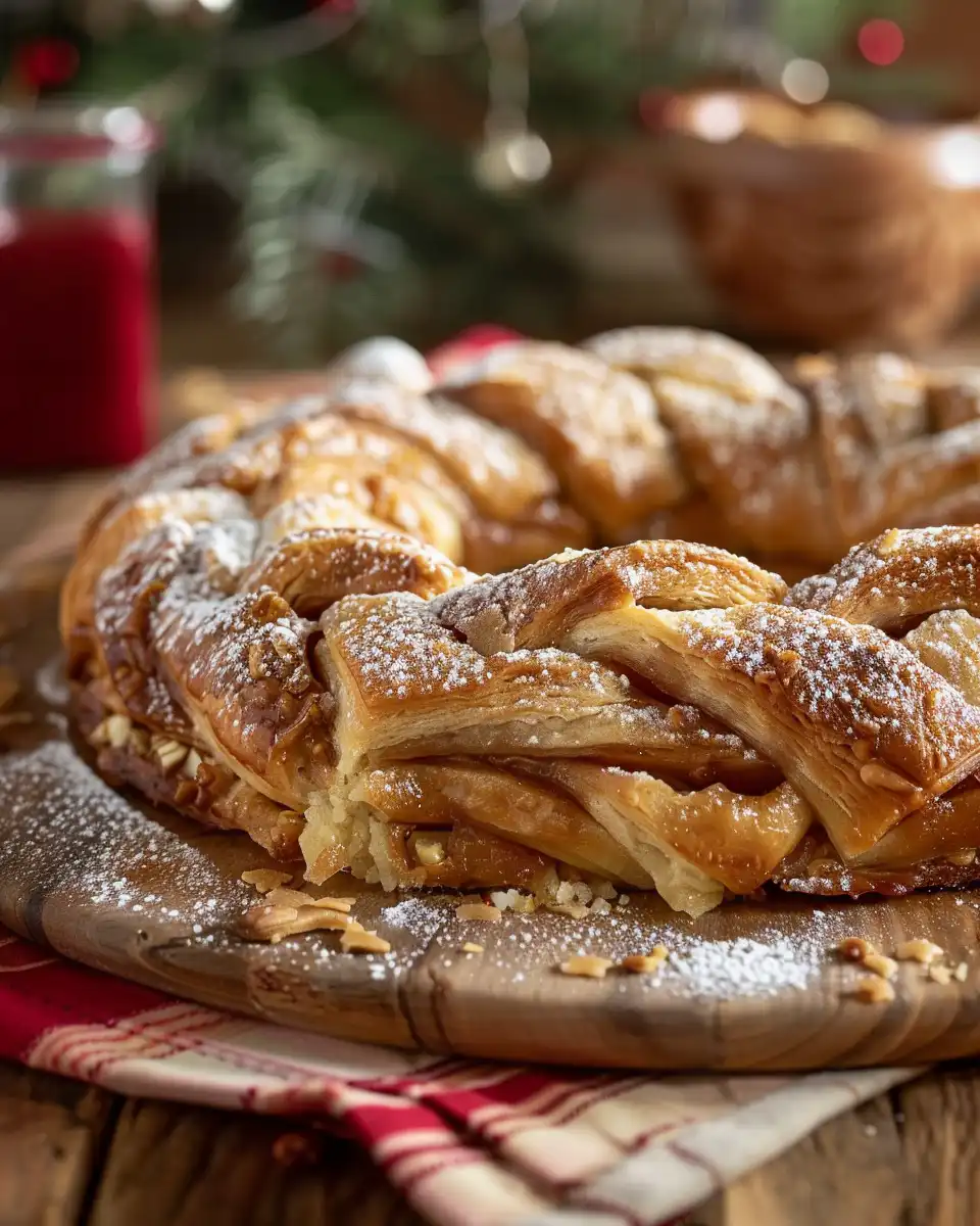 Close-up on Wisconsin Apple Kringle filling and texture details