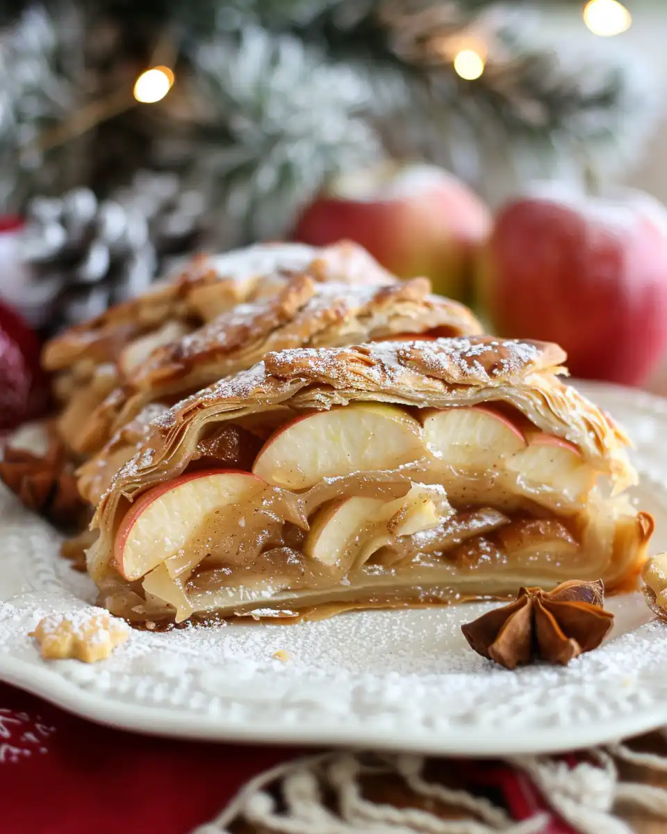 Final plated Wisconsin Apple Kringle ready for serving
