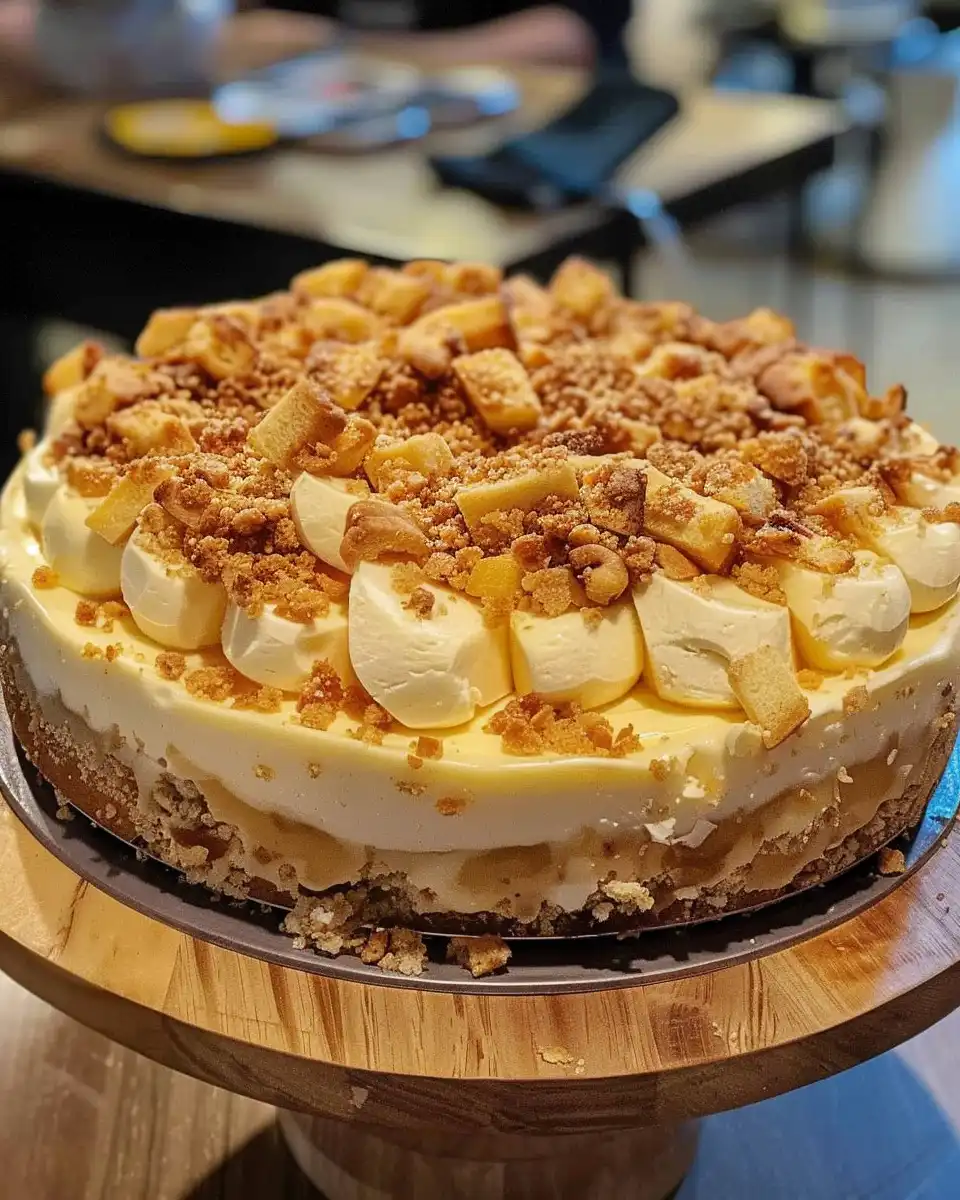 Final apple crumble cheesecake slice served on a plate with a fork