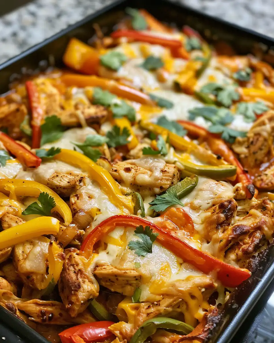 Ingredients for chicken fajita casserole including bell peppers and seasoning