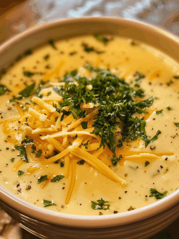 Cheddar Garlic Herb Potato Soup taken with iphone 15 pro max --iw 2 --ar 4:5 --v 6.0 --raw