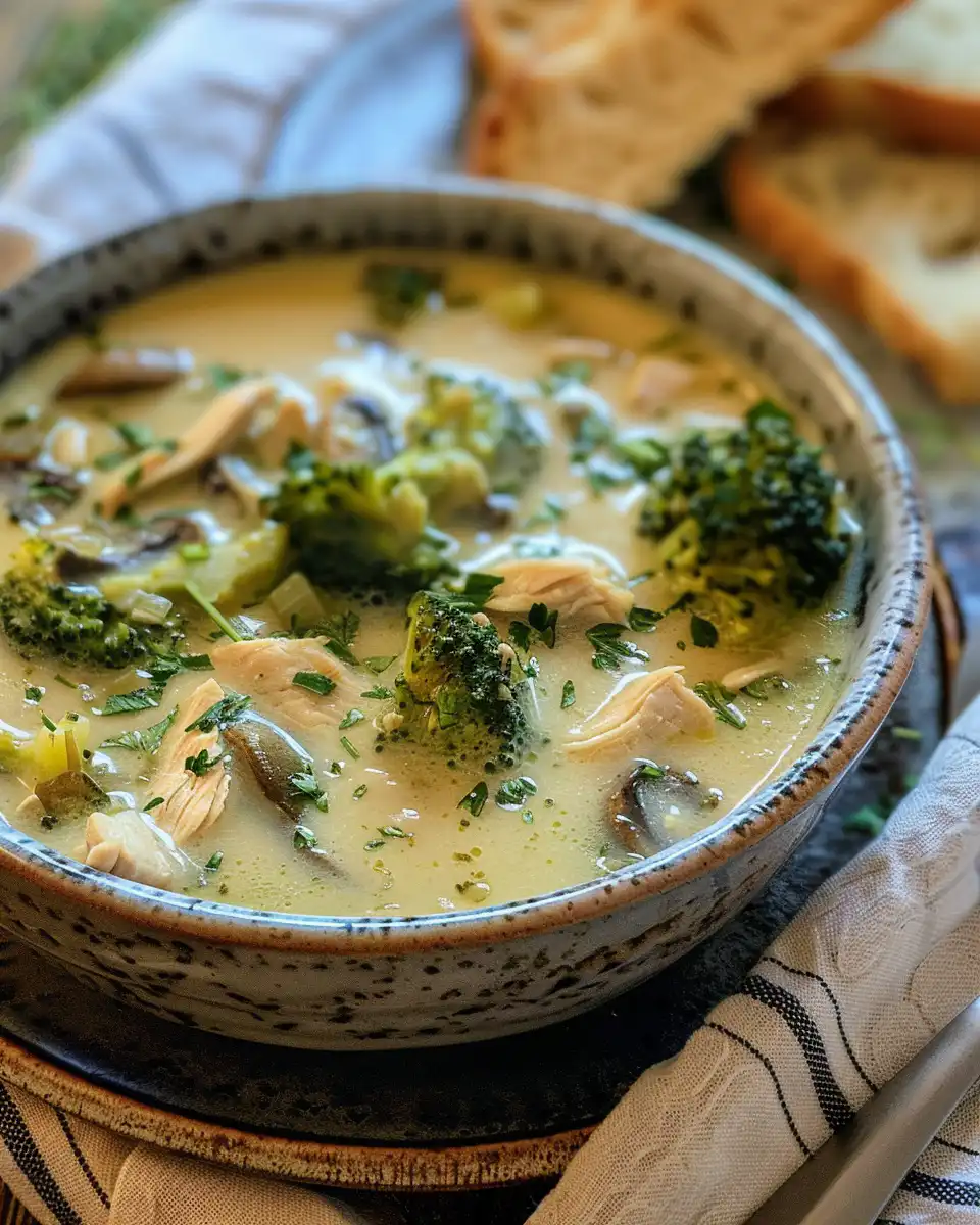 Ingredients for chicken broccoli soup pressure cooker recipe laid out
