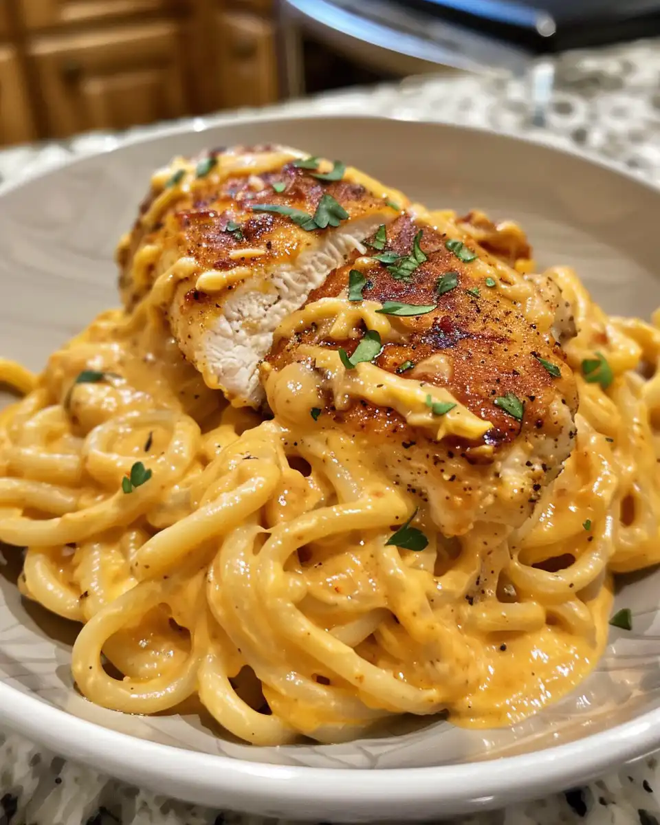 Ingredients for creamy garlic Parmesan chicken with cheesy twisted pasta