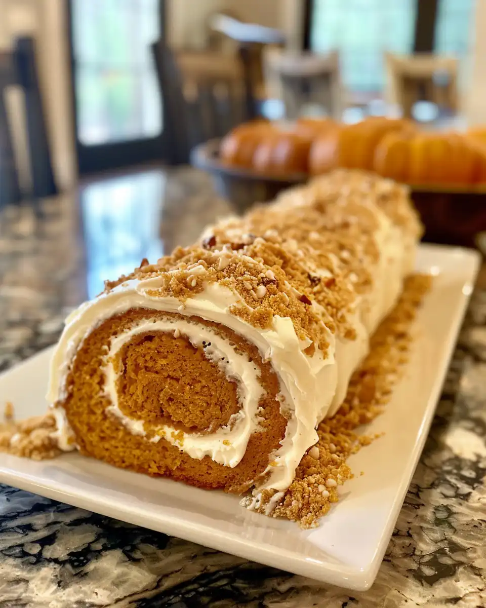 Tender pumpkin roll fresh from the pressure cooker with visible cream cheese filling