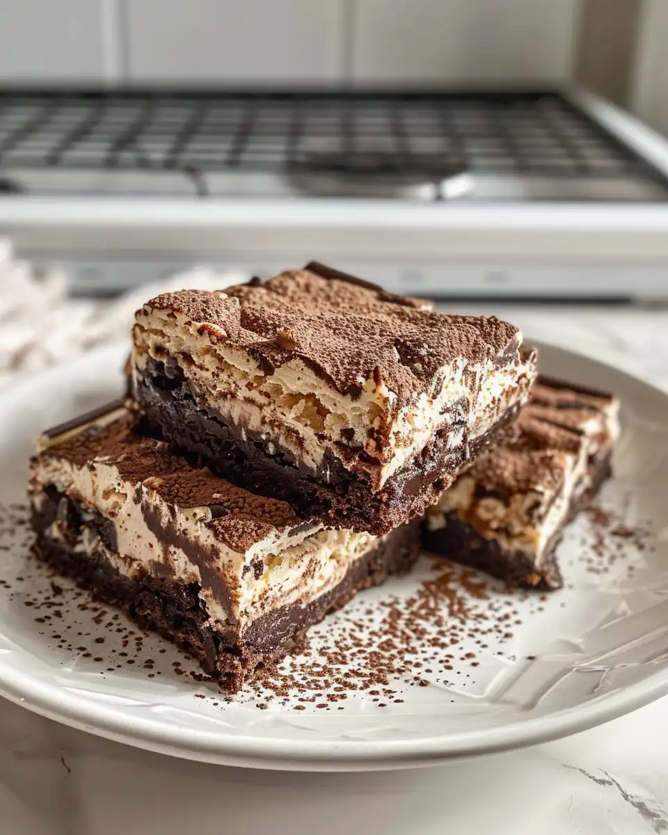 Ingredients laid out for tiramisu brownies with mascarpone and espresso powder