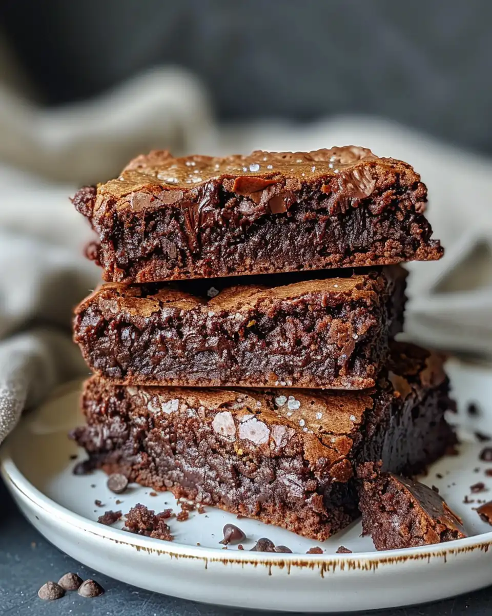 Perfect cracked top and soft inside of freshly baked eggless brownies