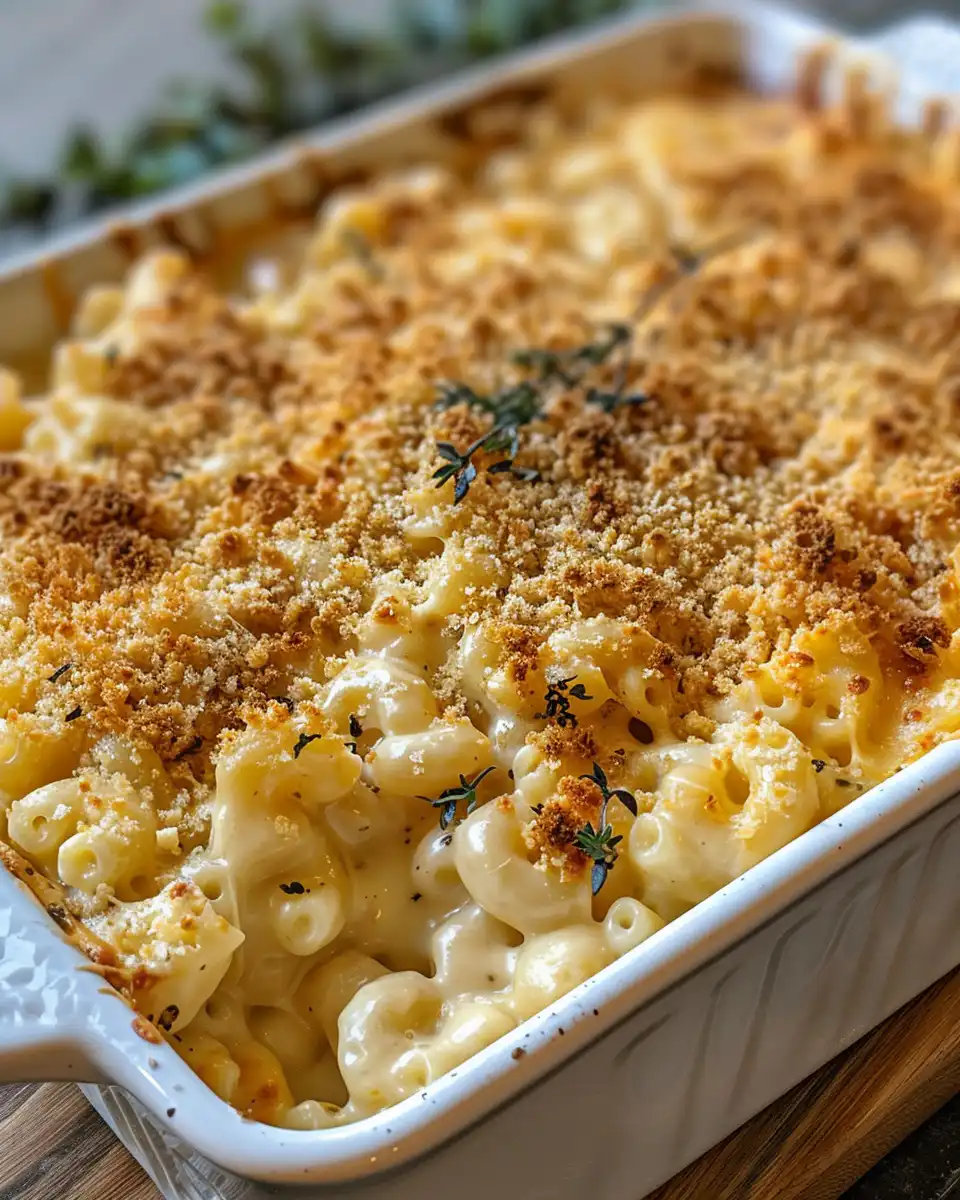 Gourmet baked mac and cheese bubbling in pressure cooker with golden crust