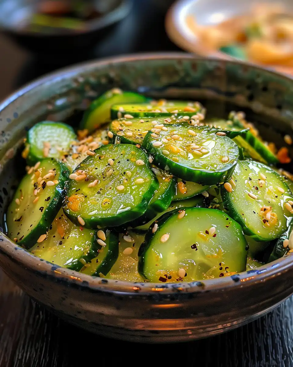 Ingredients of Japanese cucumber salad laid out for preparation