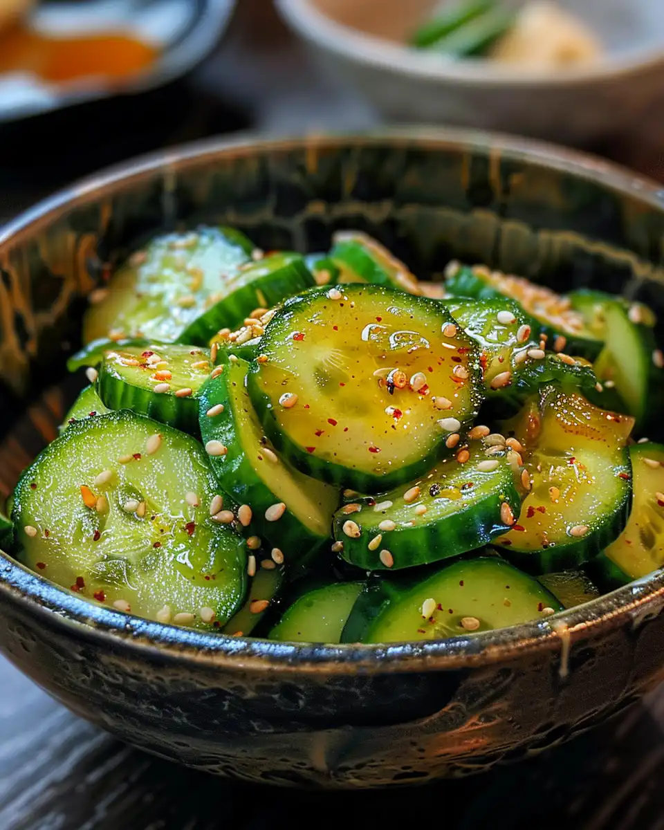 Fresh Japanese cucumber salad in bowl with vibrant colors captured by iPhone 15 Pro Max