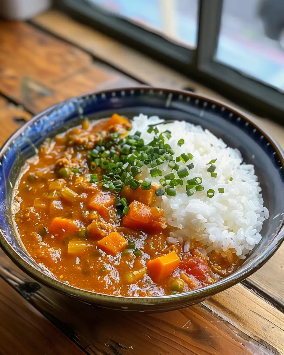 Final Japanese curry with tender chicken and vegetables served hot