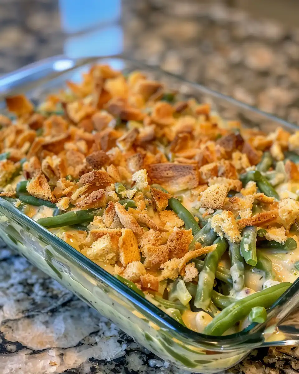 Loaded green bean casserole with cream cheese fresh and creamy from pressure cooker