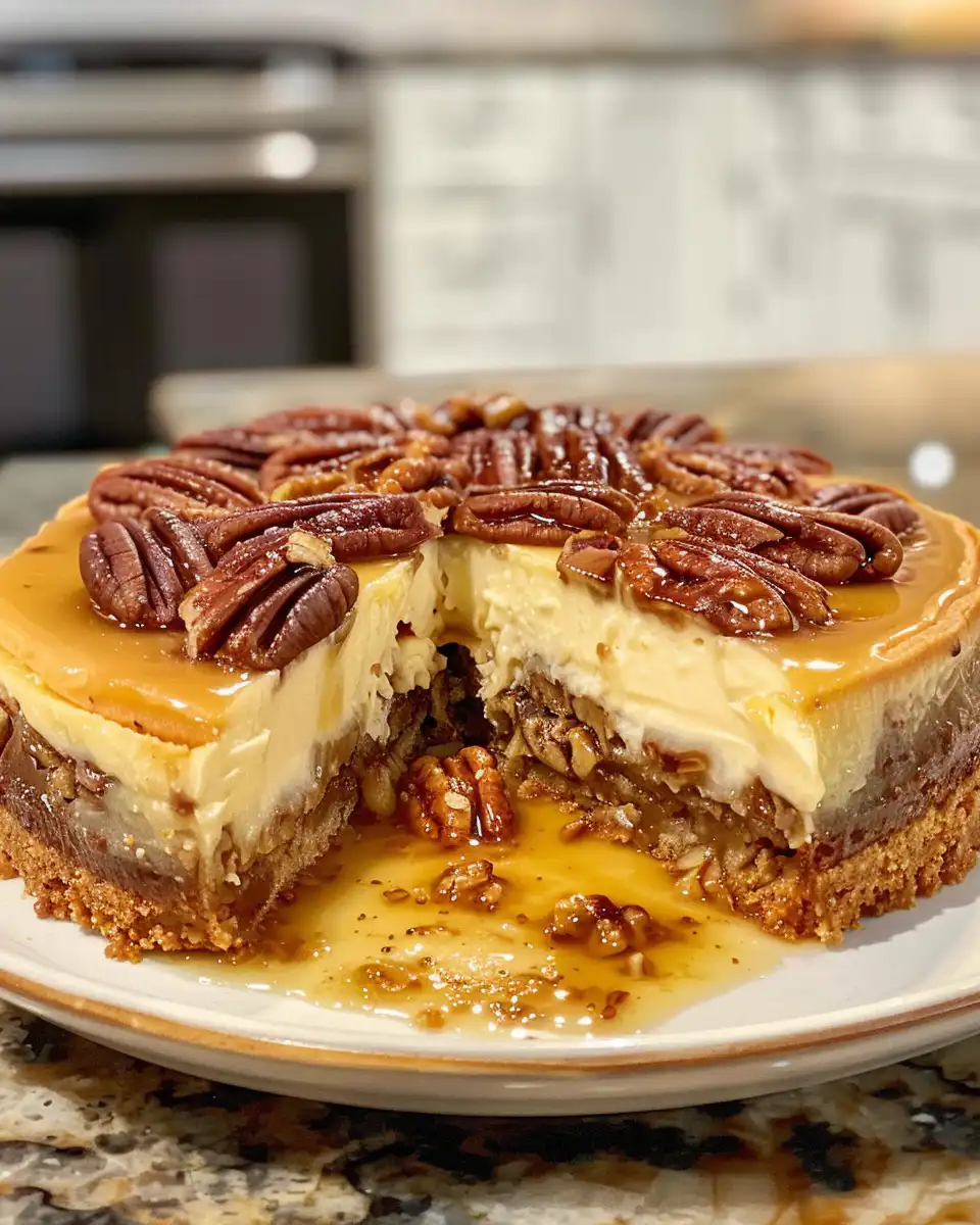 Steam rising from pressure cooker as pecan pie cheesecake bakes