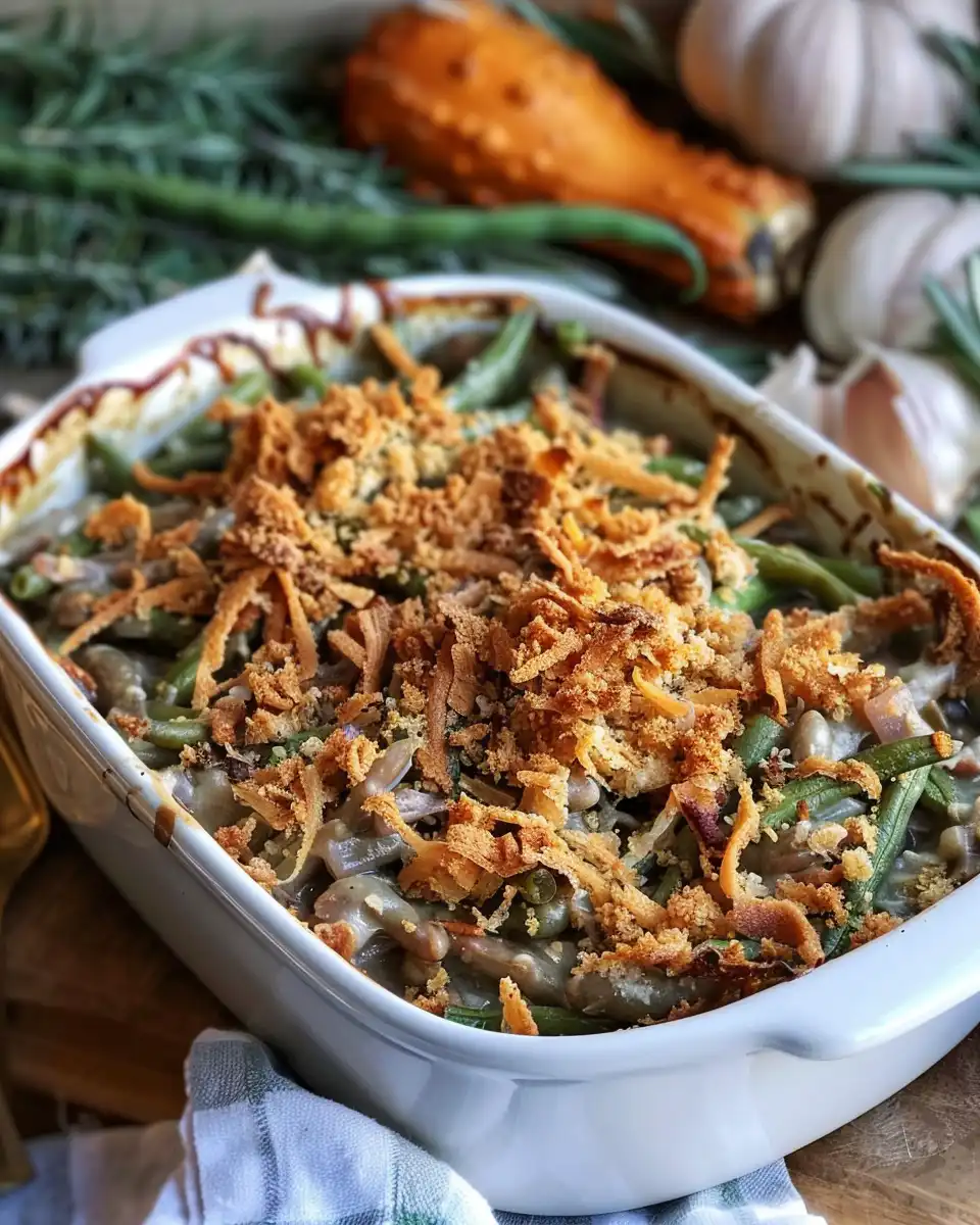 Creamy green bean casserole in pressure cooker with bubbling steam