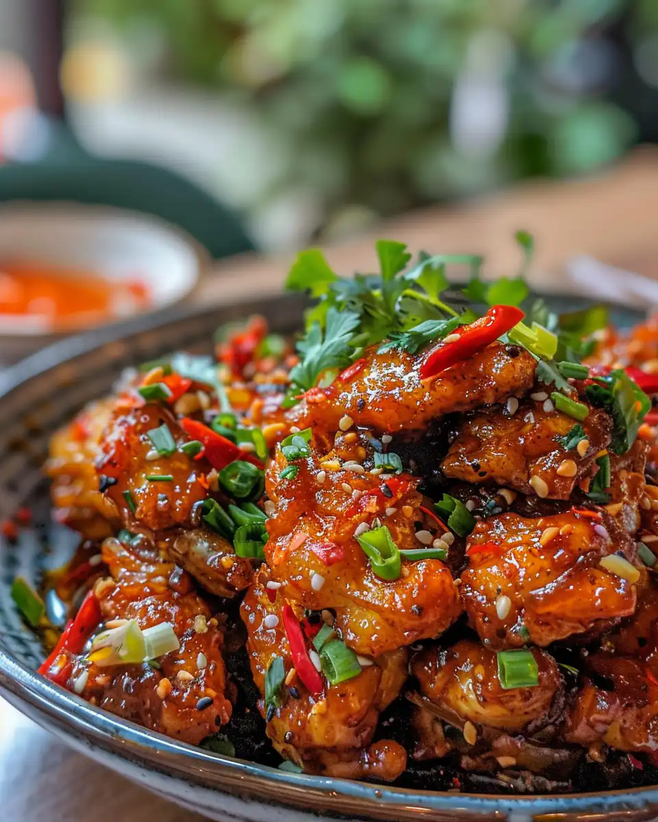 Chicken cutlets simmering in sweet chili sauce thickened in skillet