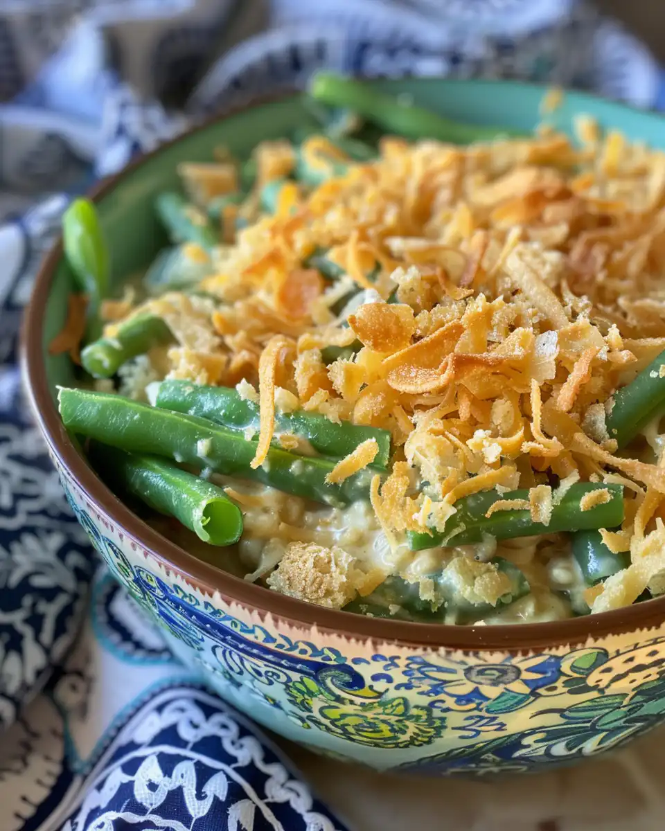 Green bean casserole in pressure cooker ready to serve
