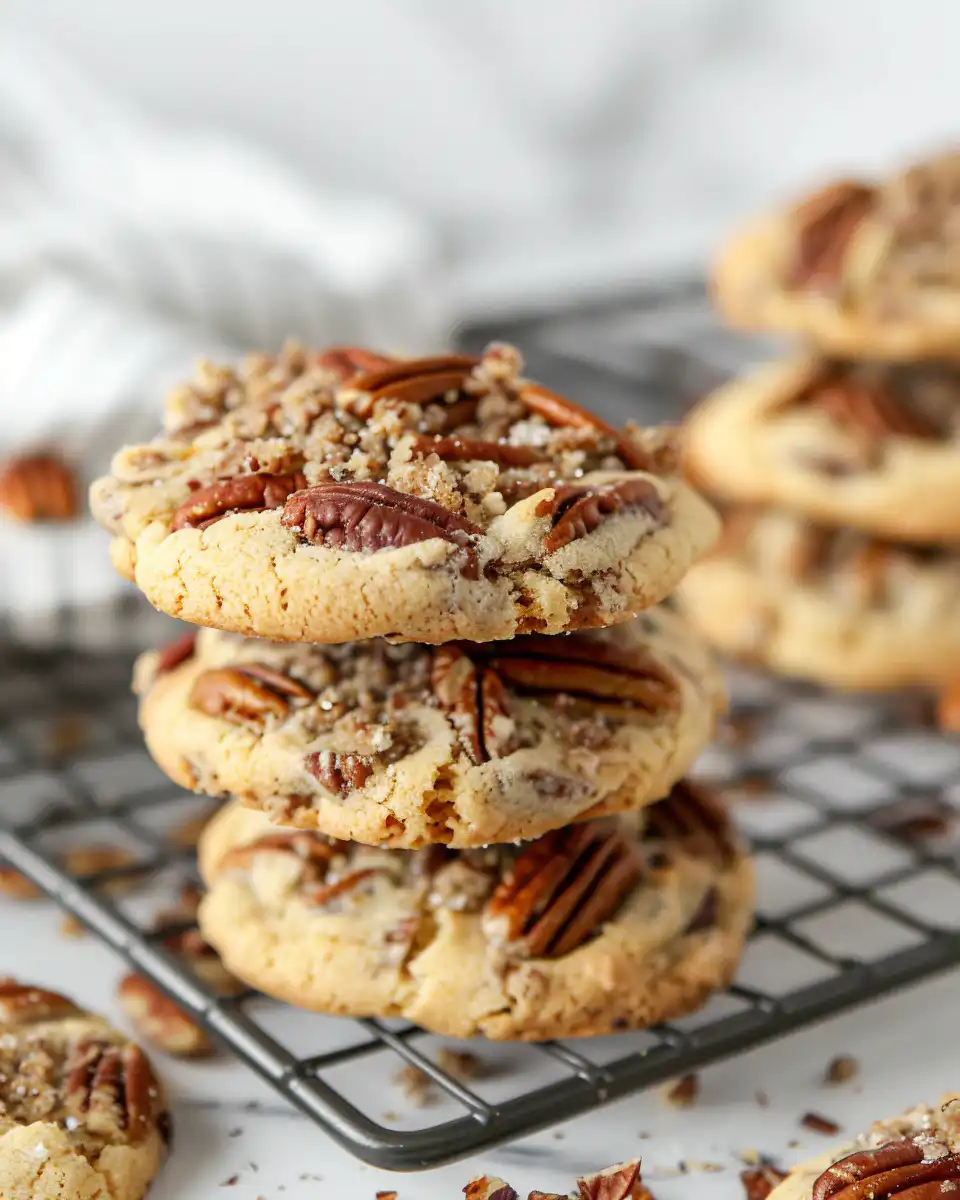 Ingredients for pecan pie cookies including flour, sugars, butter, pecans