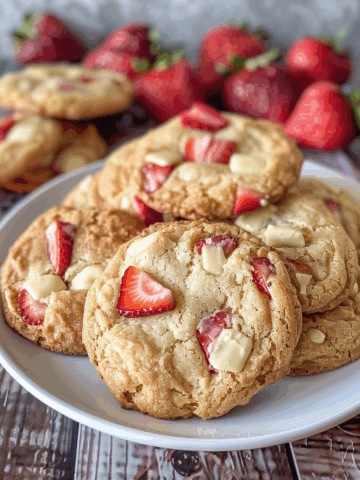 the best strawberry cheesecake cookies taken with iphone 15 pro max --iw 2 --ar 4:5 --v 6.0 --raw