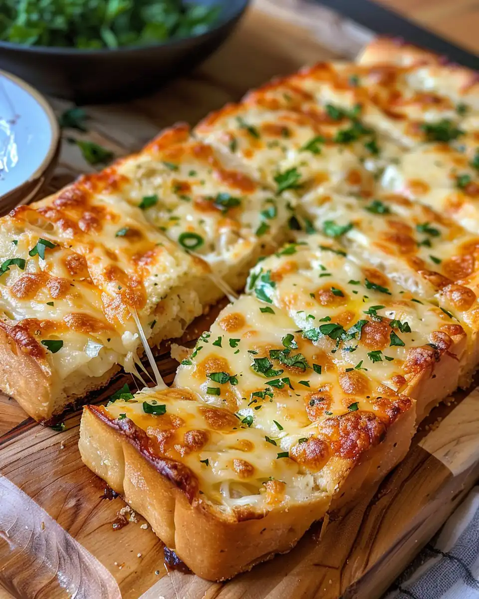 Ingredients laid out for cheesy garlic bread with herbs and butter