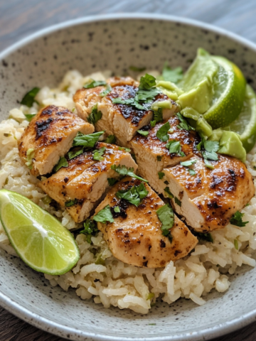 30-Minute Honey Lime Chicken with Avocado Rice Recipe taken with iphone 15 pro max --iw 2 --ar 4:5 --v 6.1 --raw