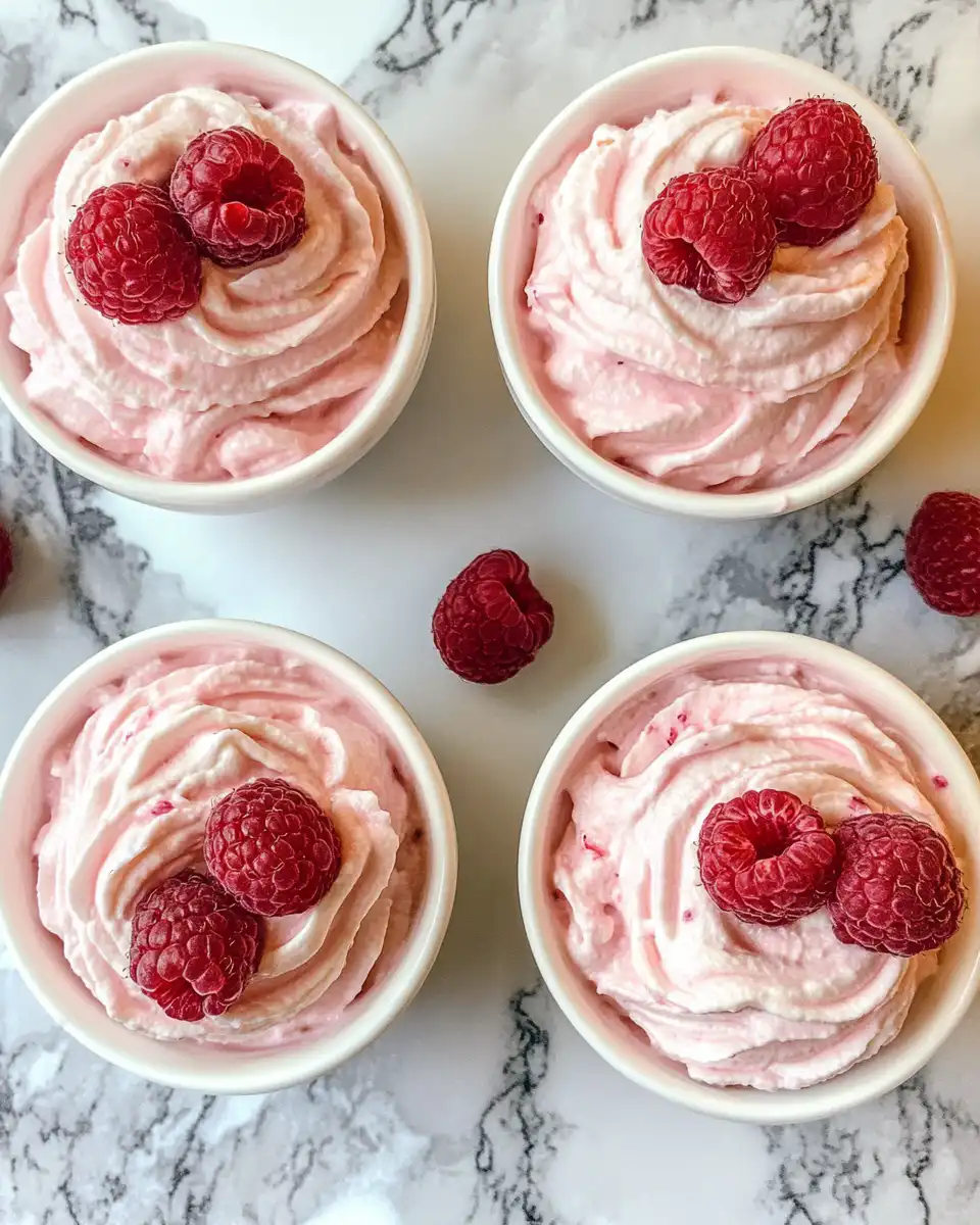 Creamy raspberry mousse in serving glasses