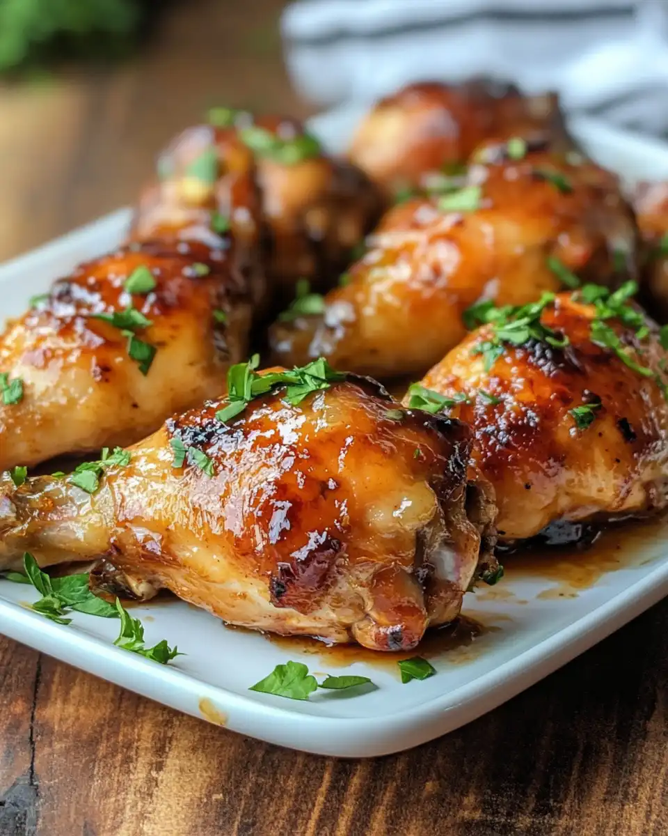 Finished apple cider glazed chicken with roasted carrots ready to serve