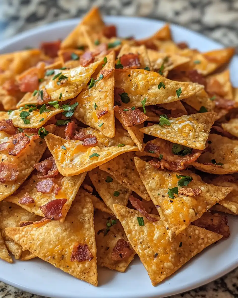Close up of finished crispy cheese stuffed Doritos on serving plate