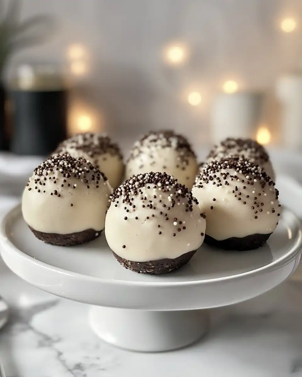 Finished Bailey's cheesecake bites ready to serve