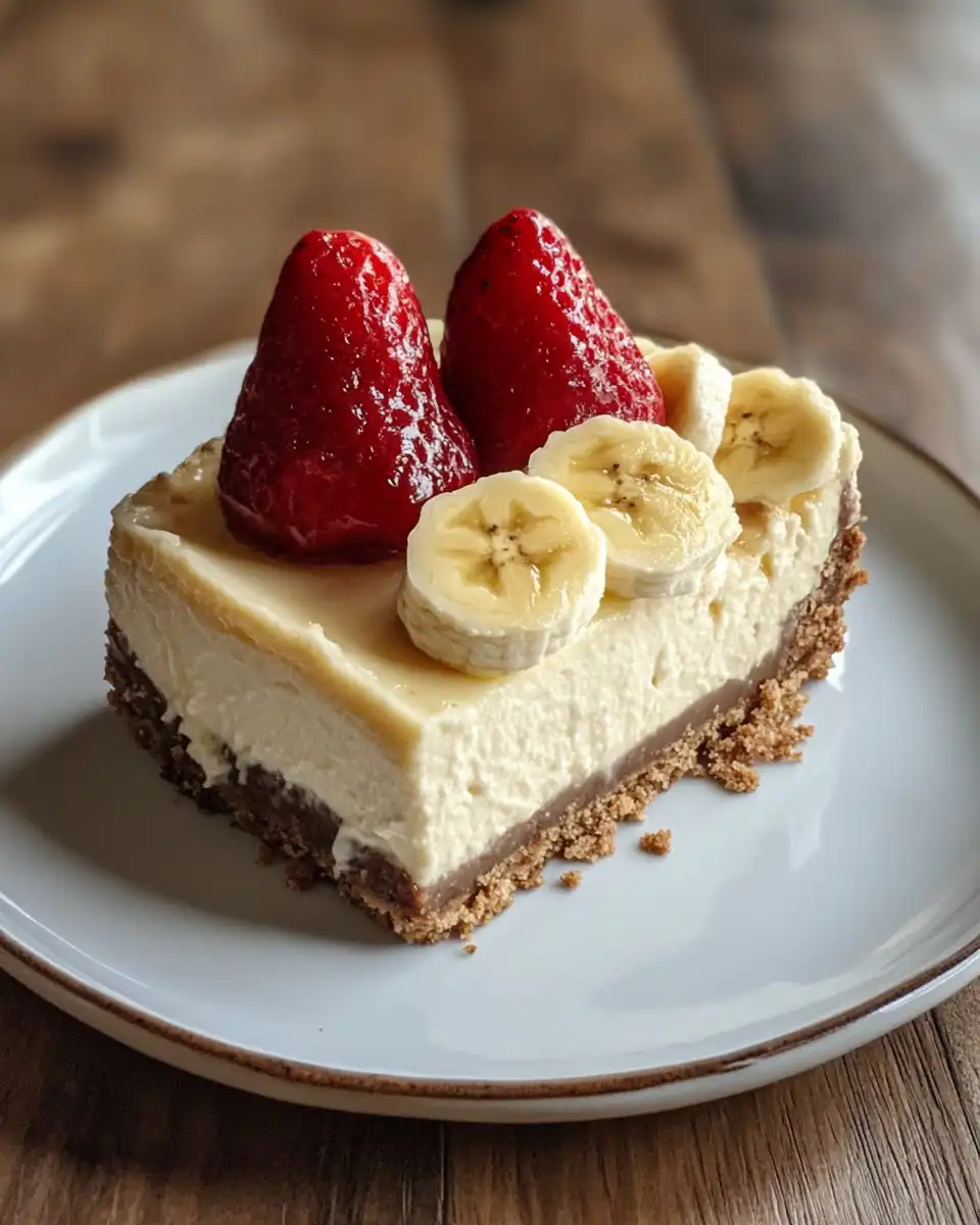 Pressure cooked banana cream cheesecake with smooth creamy texture