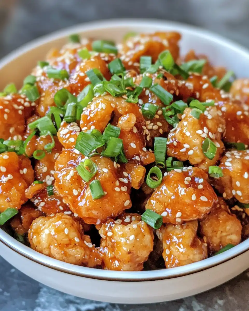 Finished Bang Bang Chicken served over rice with spring onions and vegetables