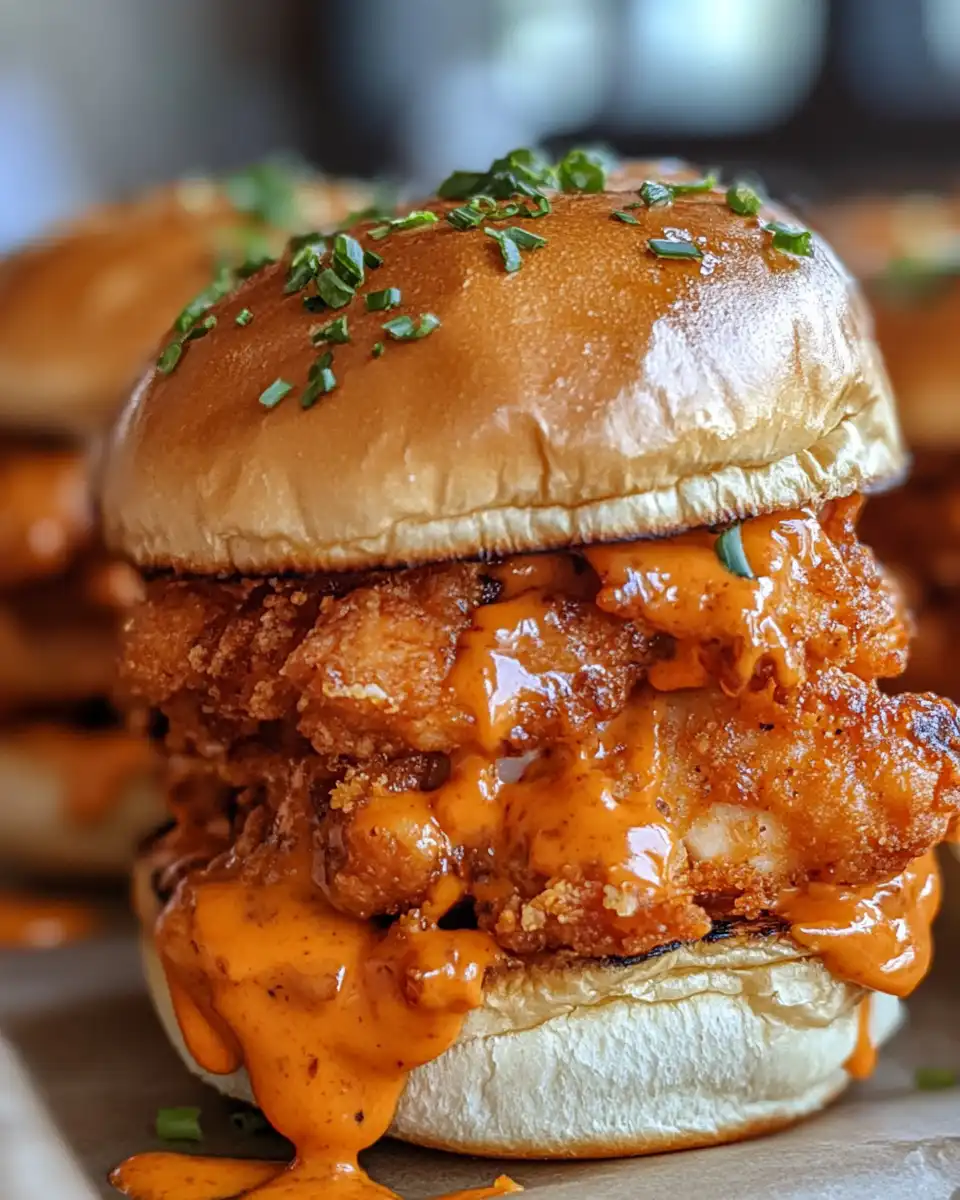 Close up of Bang Bang Chicken Sliders cooked in pressure cooker