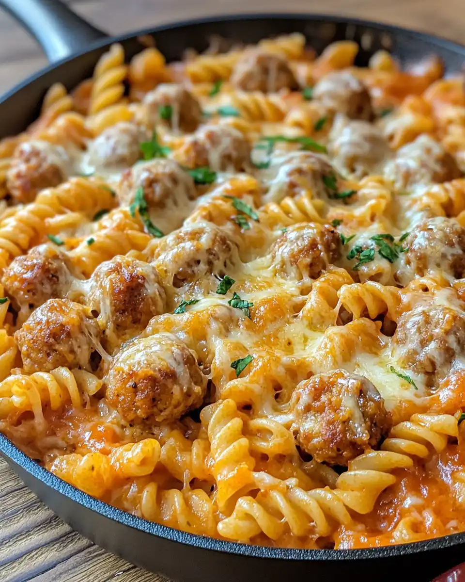 Ingredients for BBQ ranch meatball cheddar pasta skillet on table